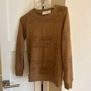 IRO | EUC Liberty Distressed Brown/Tan Cotton Burnout Sweater Sweatshirt xs 00/0